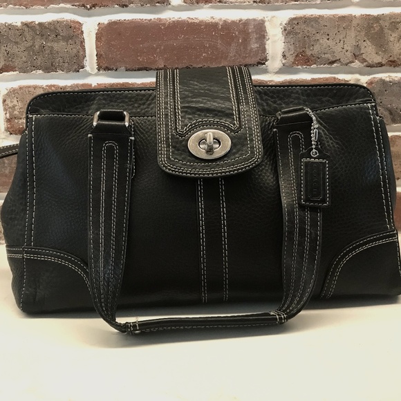 Coach Hampton Black Cowhide Leather Satchel/Shoulder Bag F13961 - Picture 1 of 3